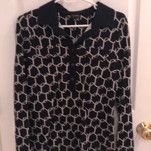 Navy and white long sleeve top